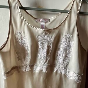 Elegant Cream Lace Trim Slip Dress